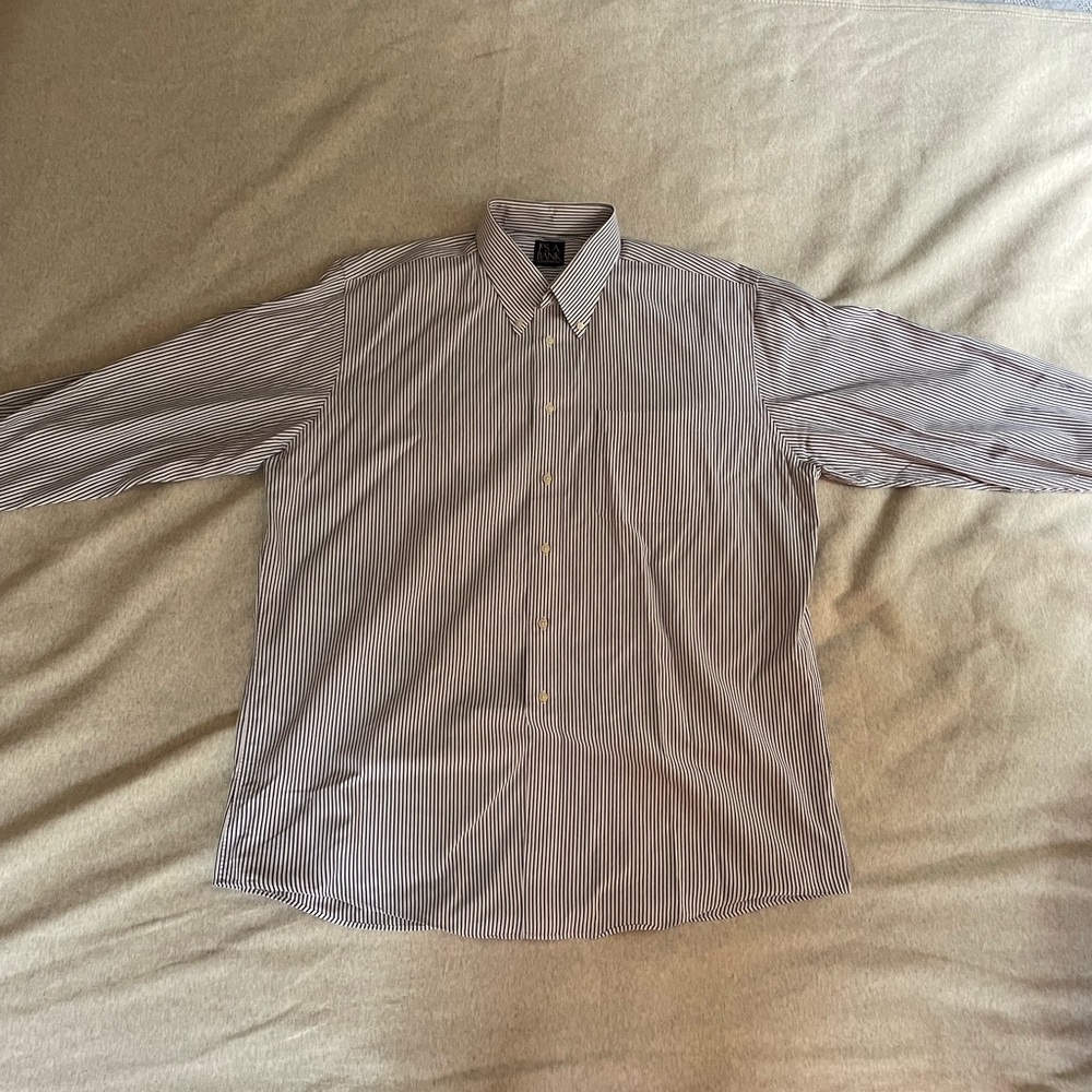 Jos. A. Bank blue and white striped dress shirt